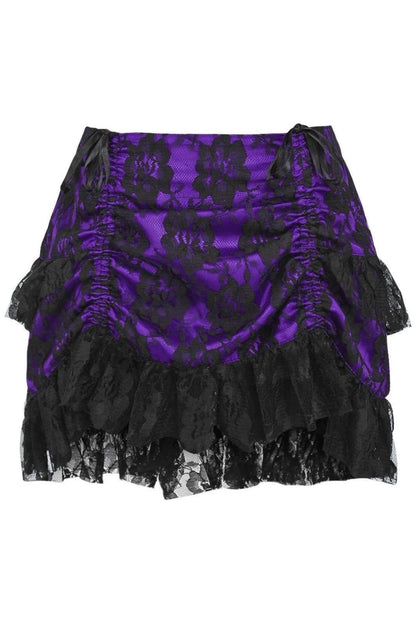 Purple/Black Lace Ruched Bustle Skirt.