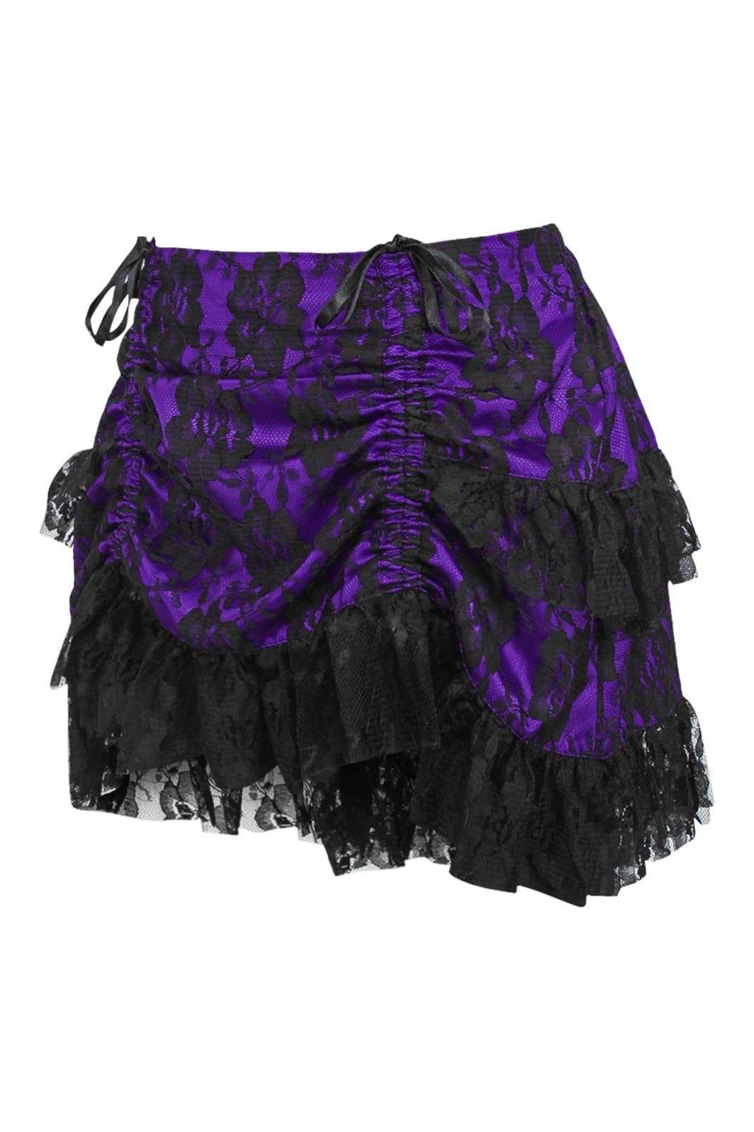 Purple/Black Lace Ruched Bustle Skirt.