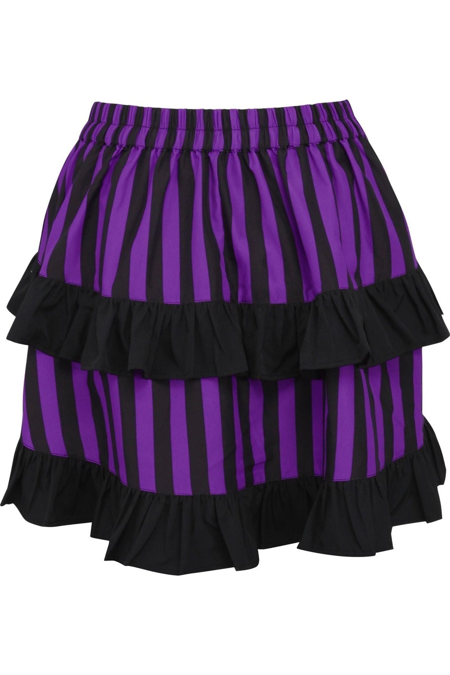 Purple/Black Striped Ruched Bustle Skirt.