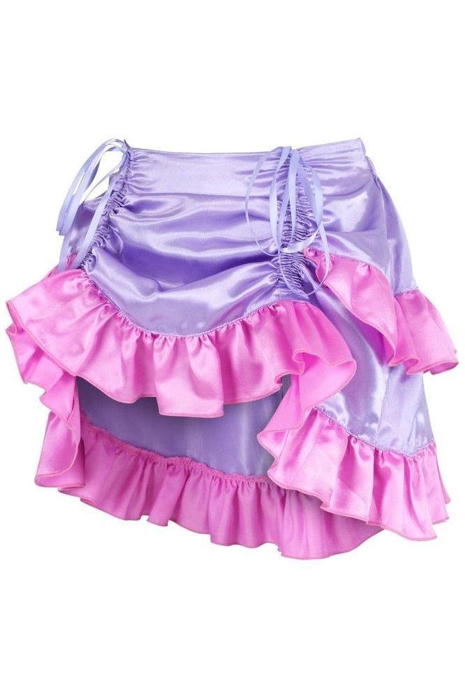 Purple/Pink Satin Ruched Bustle Skirt