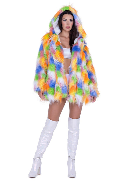 Rave FE293 - Thigh-High Hooded Fur Coat - J. Valentine.