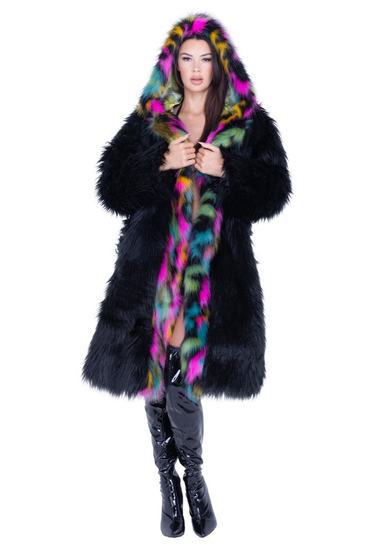 Rave FE294 - Mid-Length Hooded Fur Coat - J. Valentine.