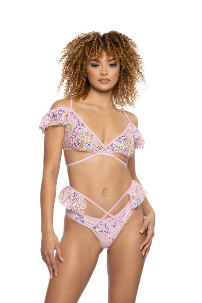 Rave JR129 - Sequin Lace Ruffle Wrap Bottom - J. Valentine.