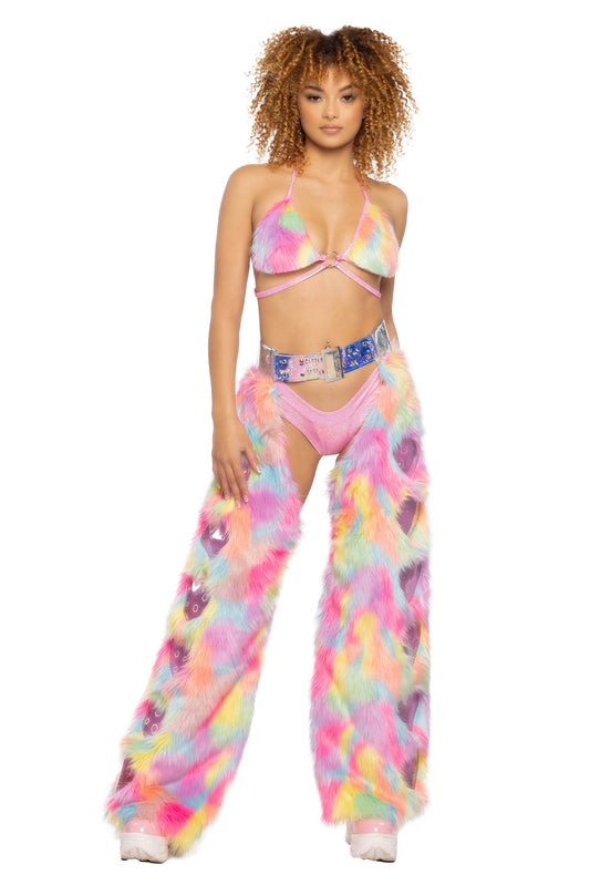 Rave JR147 - Faux Fur Rainbow Heart Chaps - J. Valentine.
