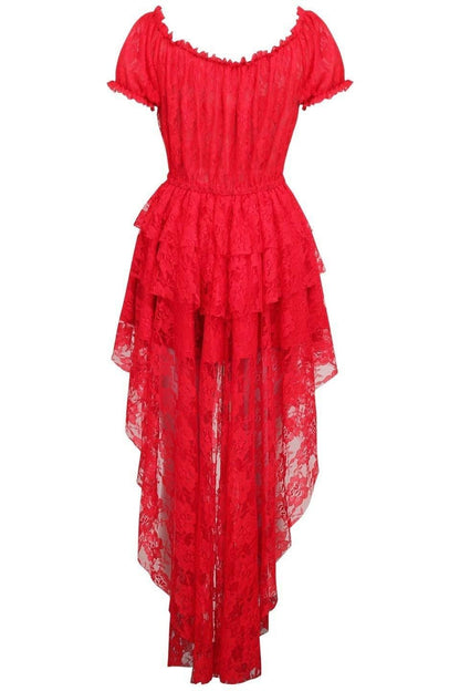 Red High Low Lace Dress.