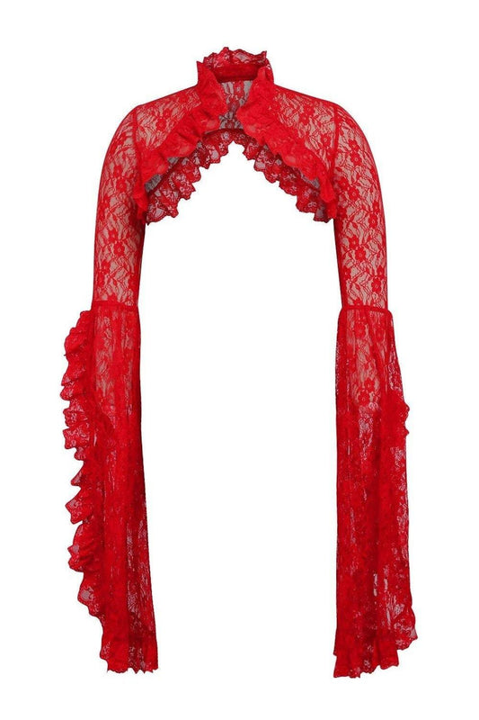 Red Lace Shrug Bolero Jacket.