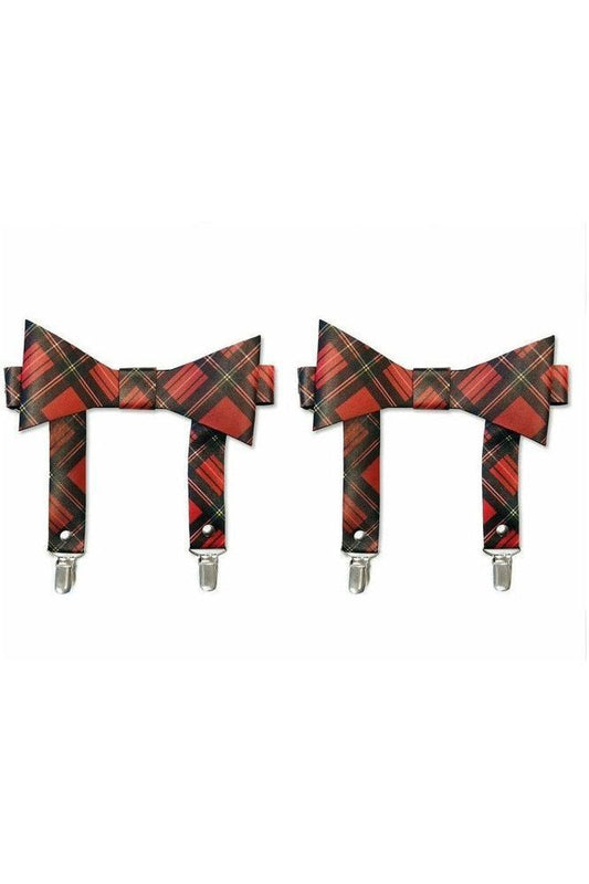 Red Plaid Faux Leather Garters (set of 2)