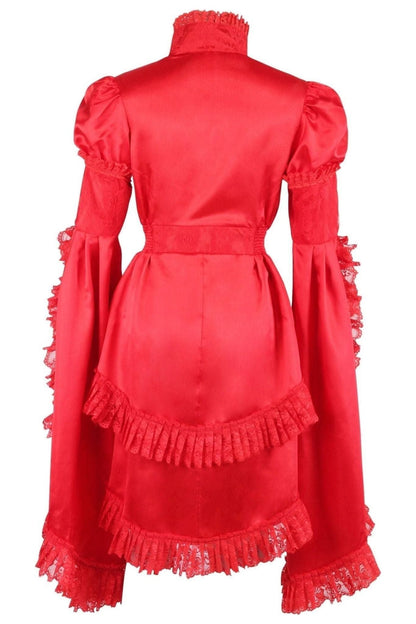 Red Satin & Lace Ruffled Jacket.