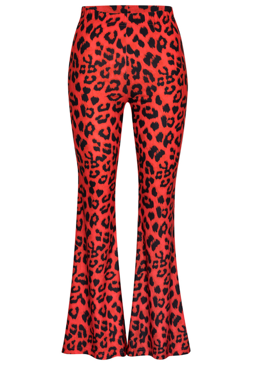 Red Leopard Animal Print Flare Pants Bell Bottoms