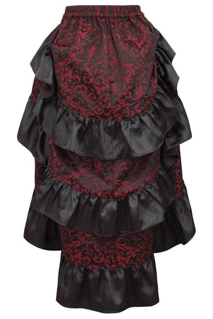 Red/Black Brocade Adjustable High Low Bustle Skirt