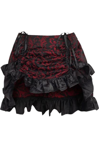 Red/Black Brocade Ruched Bustle Skirt.