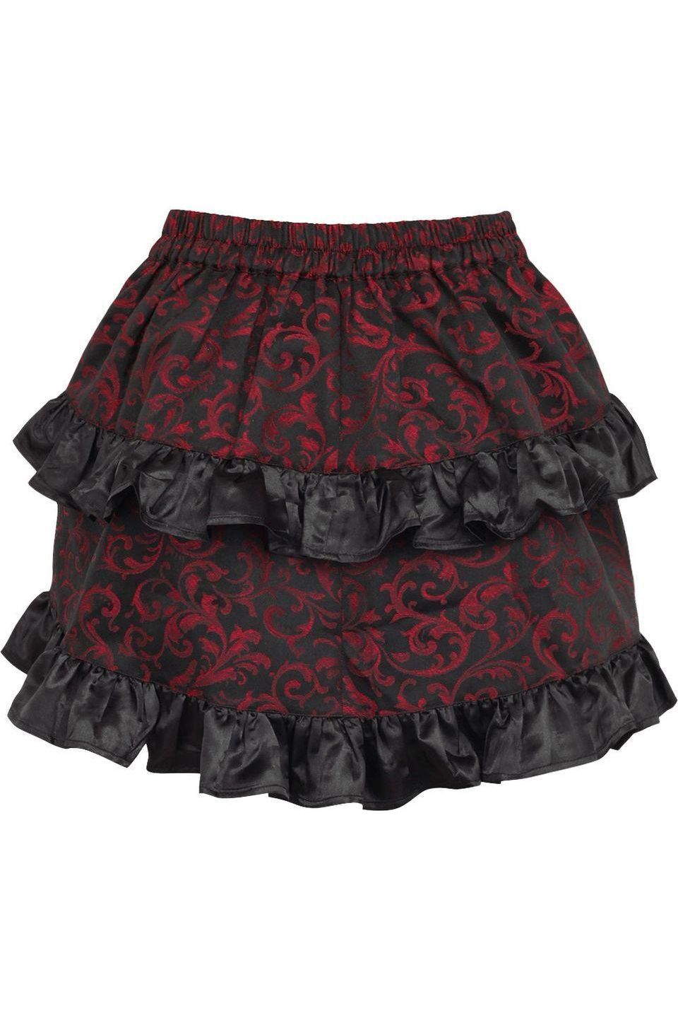 Red/Black Brocade Ruched Bustle Skirt.