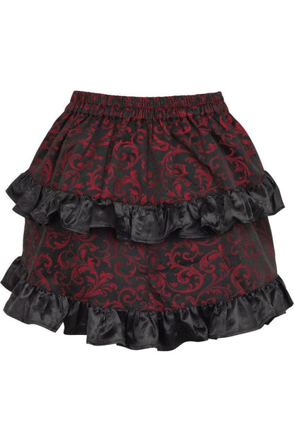 Red/Black Brocade Ruched Bustle Skirt.