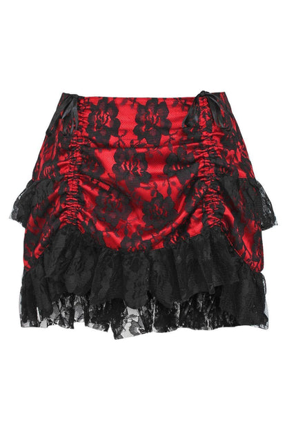 Red/Black Lace Ruched Bustle Skirt.