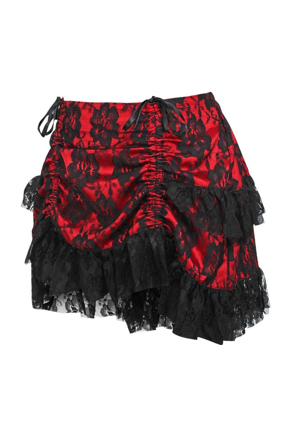 Red/Black Lace Ruched Bustle Skirt.
