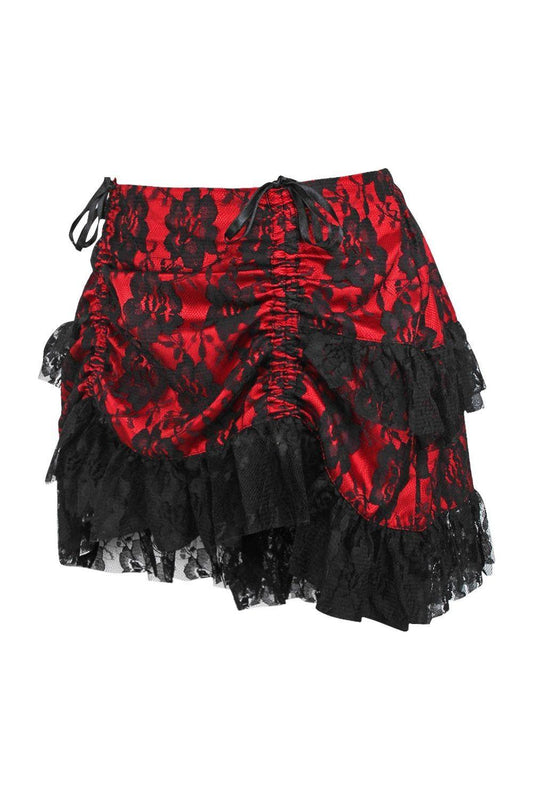 Red/Black Lace Ruched Bustle Skirt.