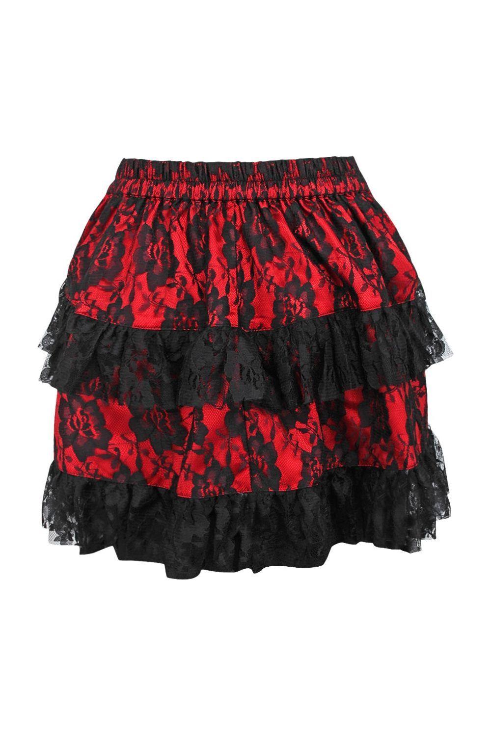 Red/Black Lace Ruched Bustle Skirt.