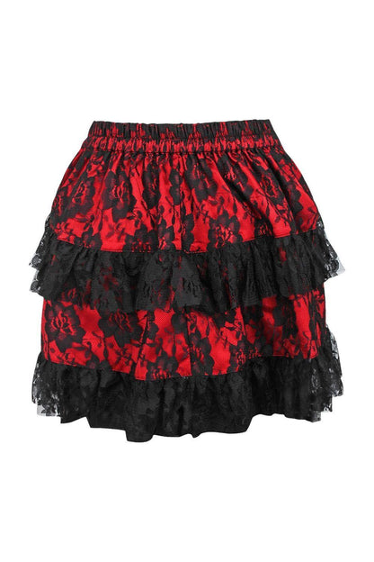 Red/Black Lace Ruched Bustle Skirt.