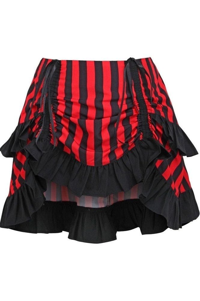 Red/Black Striped Ruched Bustle Skirt