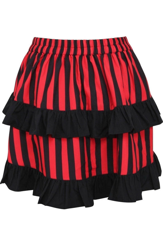 Red/Black Striped Ruched Bustle Skirt.