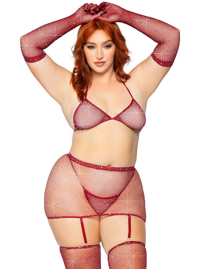 Risk Taker Plus Rhinestone Bra Set - Unspoken Fashion