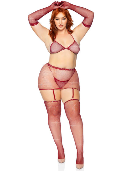 Risk Taker Plus Rhinestone Bra Set - Unspoken Fashion