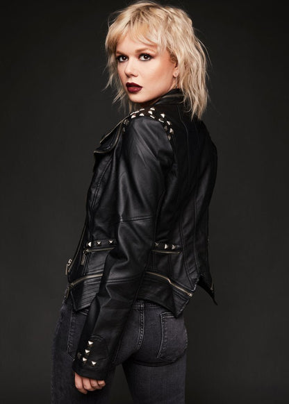 Rockstar Black Studded Moto Biker Jacket - Unspoken Fashion