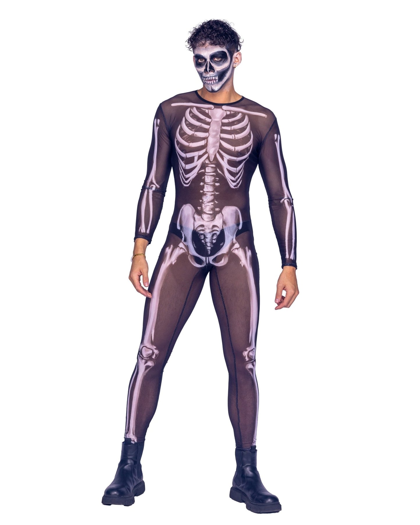 Roma 1pc Mens Sexy Skeleton Costume.
