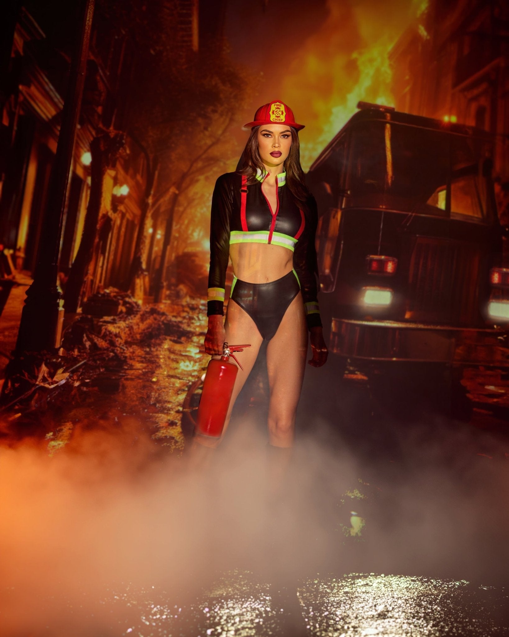 Roma 3pc Fierce Fire Woman Costume.