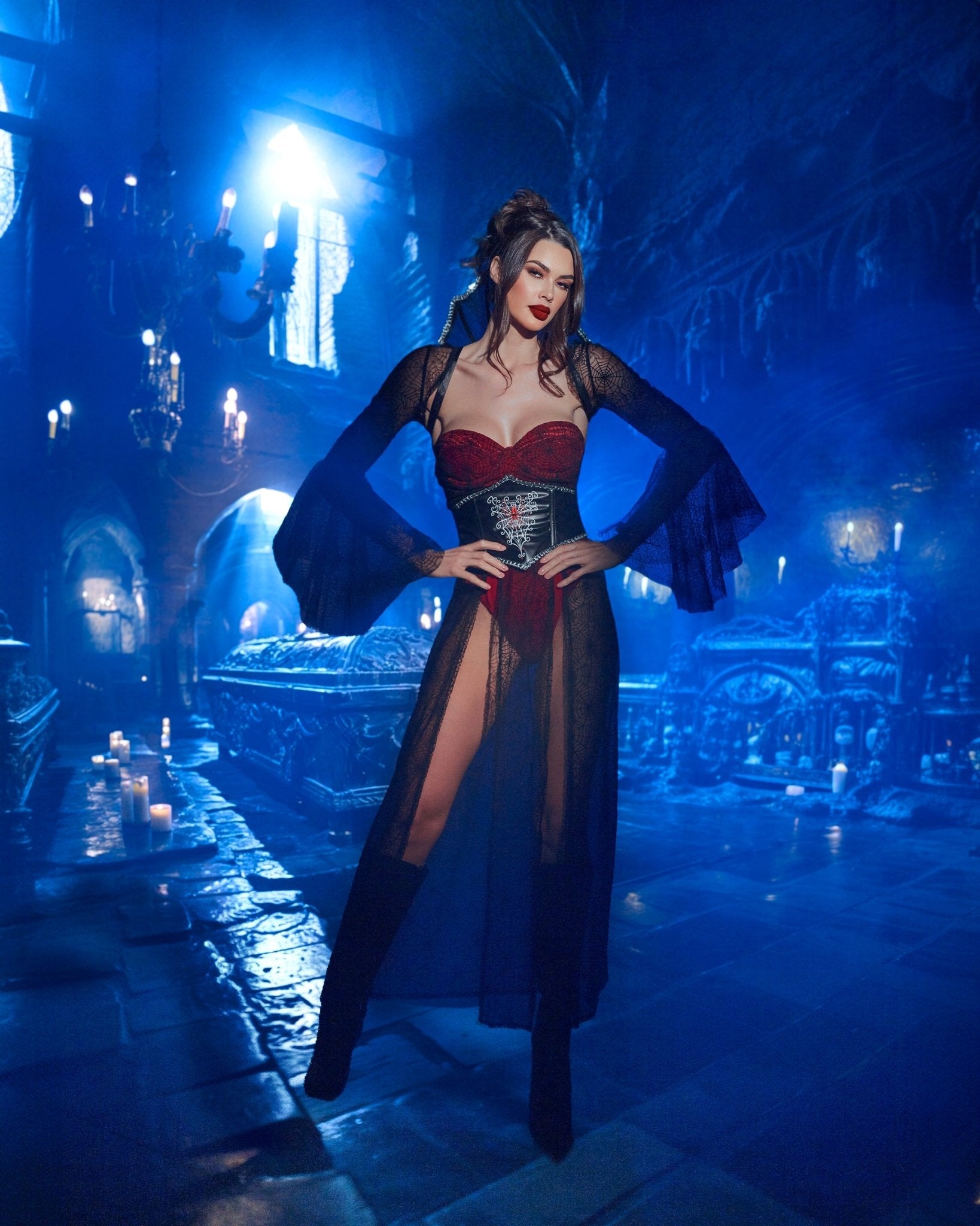 Roma 4pc Black Widow Costume.