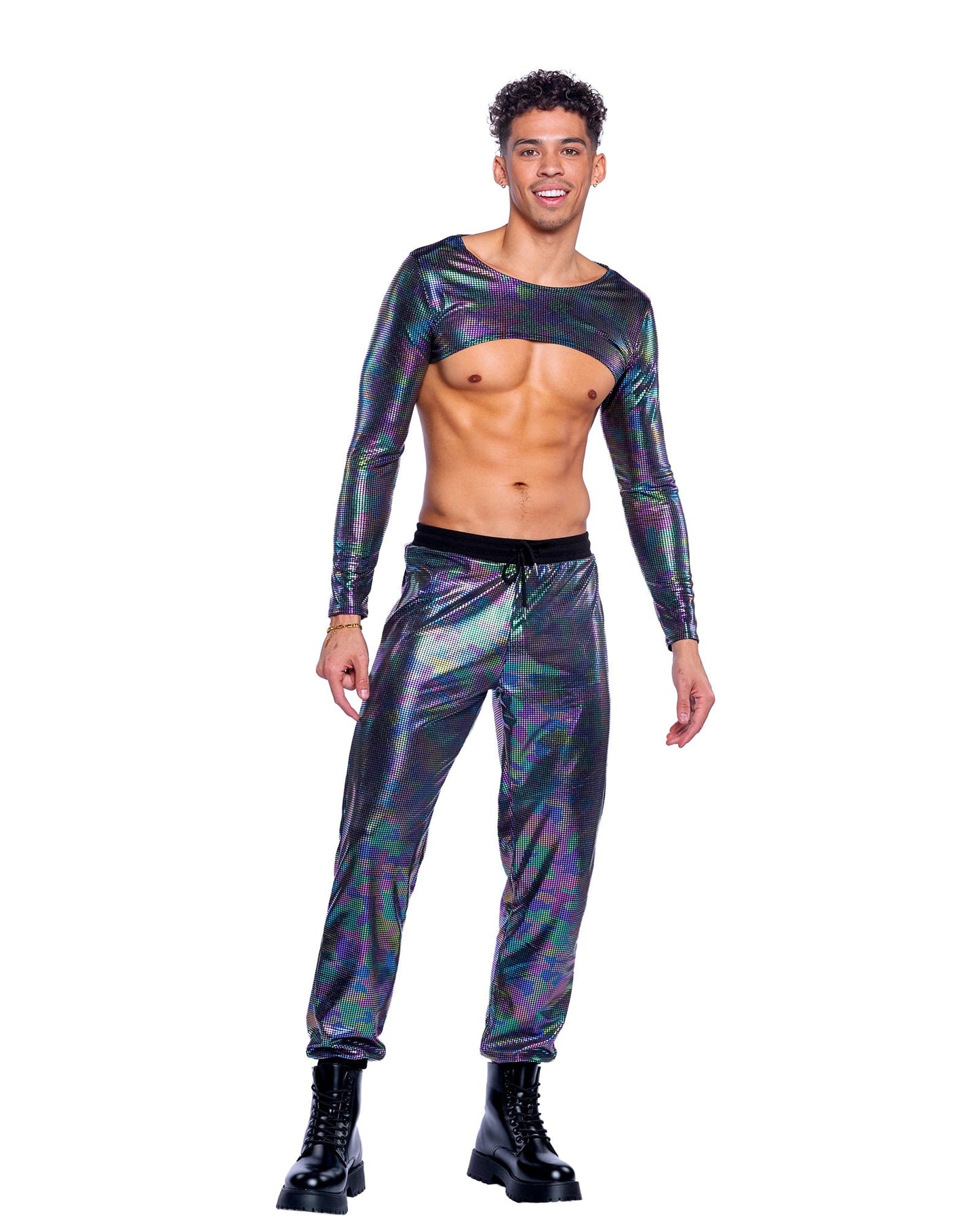Roma Mens Rave Festival Rainbow Shimmer Camouflage Joggers.