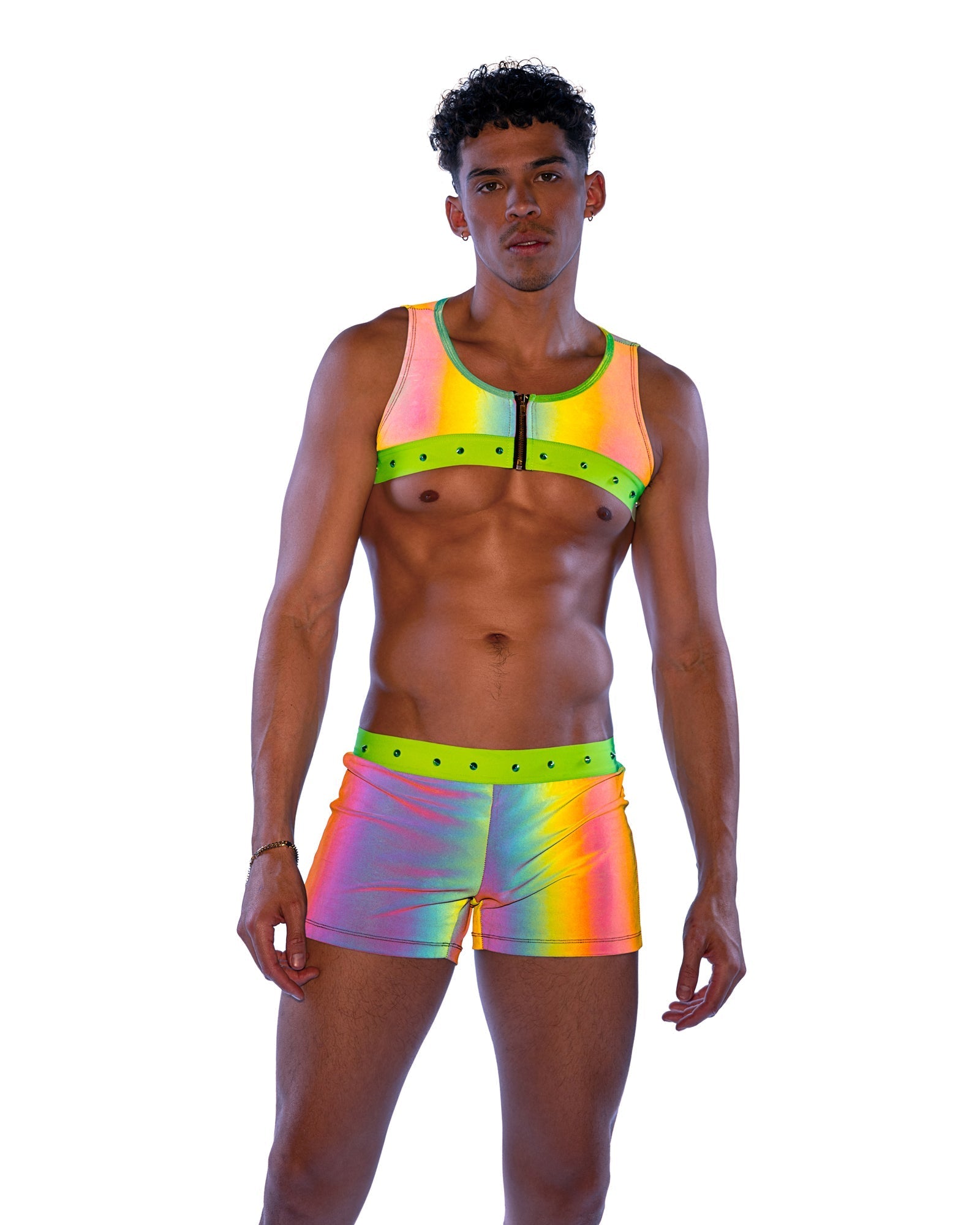 Roma Mens Rave Festival Reflective Cropped Top.