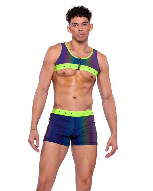 Roma Mens Rave Festival Reflective Shorts with Stud Details.
