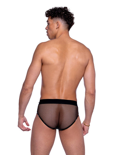 Roma Mens Rave Festival Shimmer Camouflage & Fishnet Zip-Up Briefs.