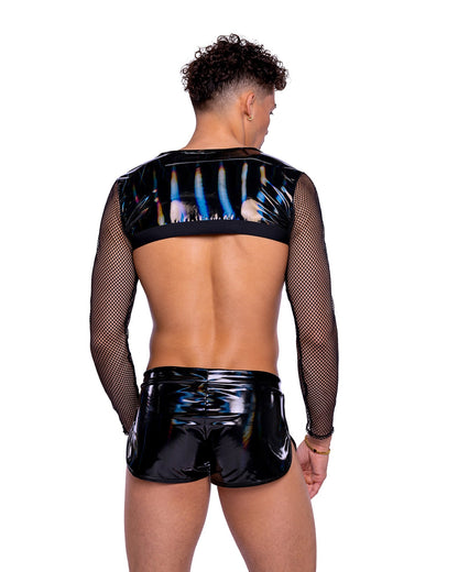 Roma Mens Rave Festival Vinyl with Iridescent Print Runner Shorts.