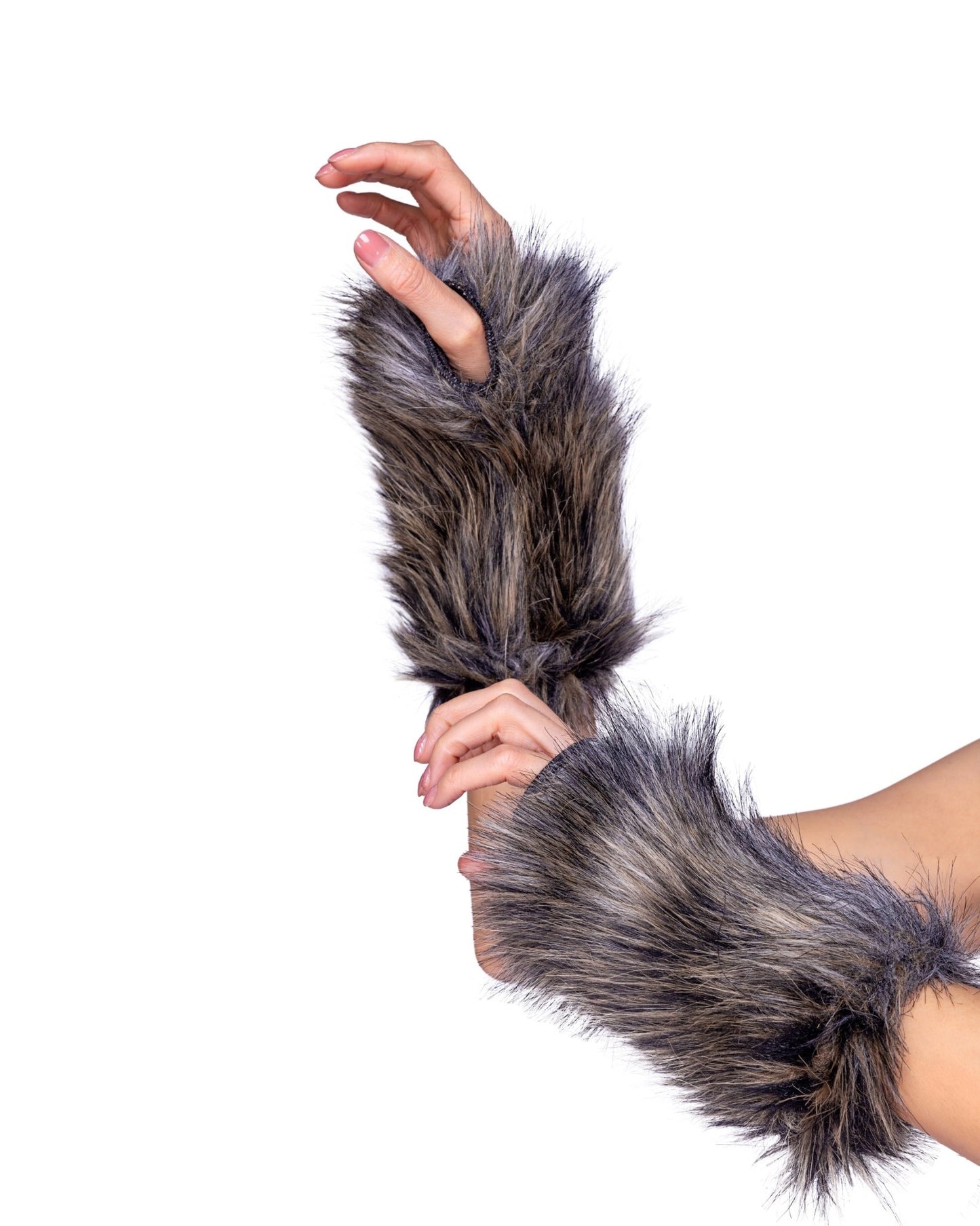 Roma Pair of Faux Fur Wolf Gloves Costume Accessory.