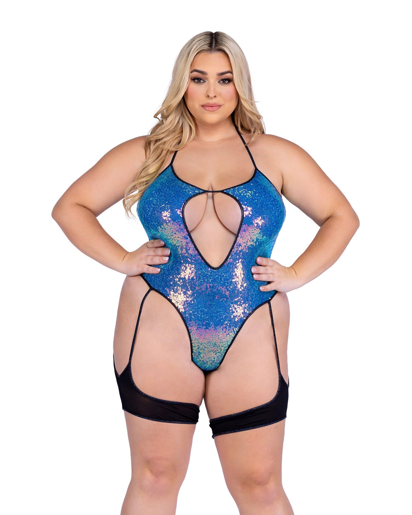 Roma Rave Festival Sequin Keyhole Romper.