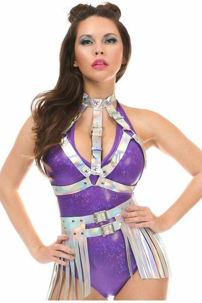 Silver Hologram Fringe Mini Skirt