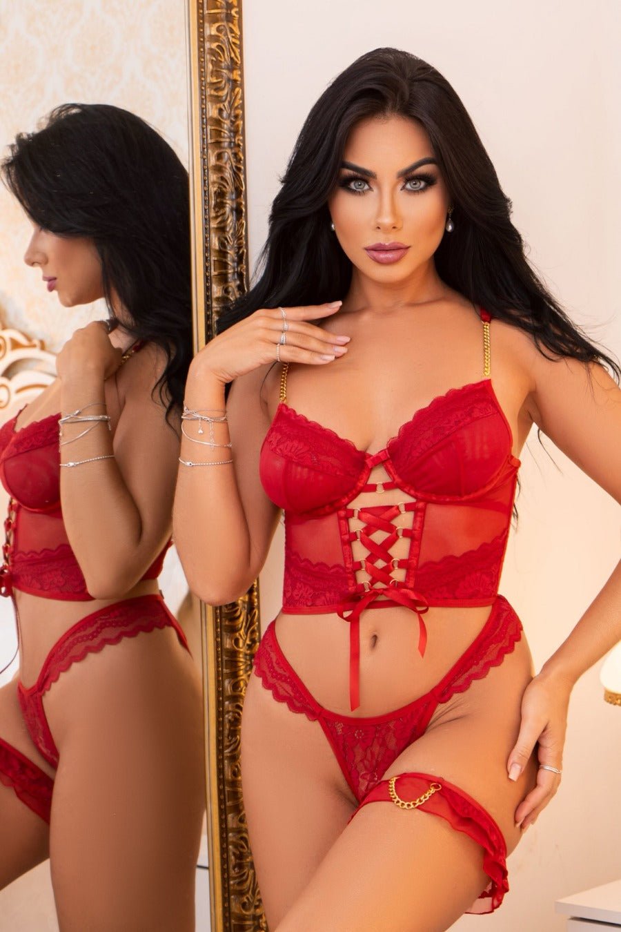 Simone 3 Piece Lace Set - Unspoken Fashion