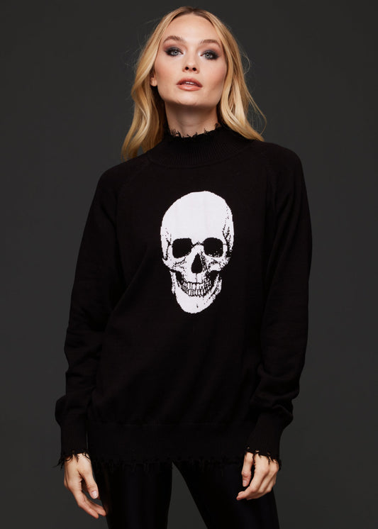 Distressed Skull Knit Sweater