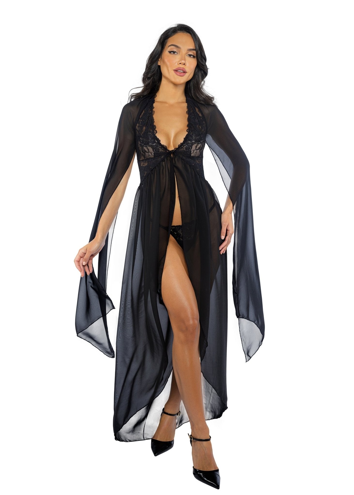 Smoldering Maxi Nightgown 2 - Piece Set Roma Confidential - Unspoken Fashion