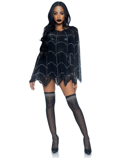Spider Web Rhinestone Costume Poncho - Unspoken Fashion