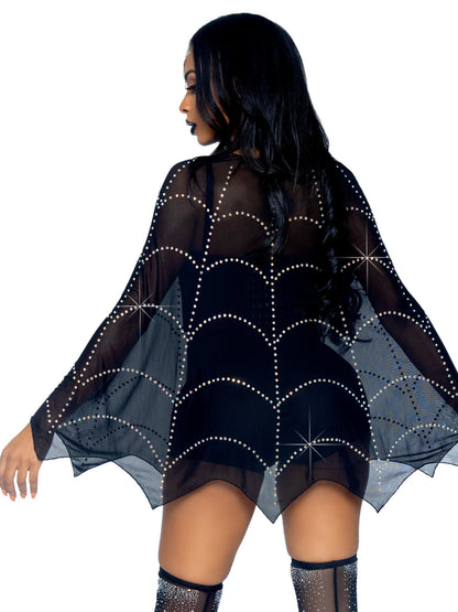 Spider Web Rhinestone Costume Poncho - Unspoken Fashion