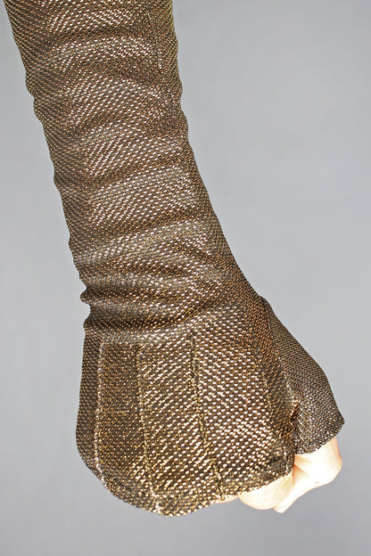 Five and Diamond Opera Gloves - gold sparkle