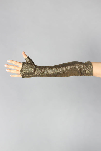 Five and Diamond Opera Gloves - gold sparkle