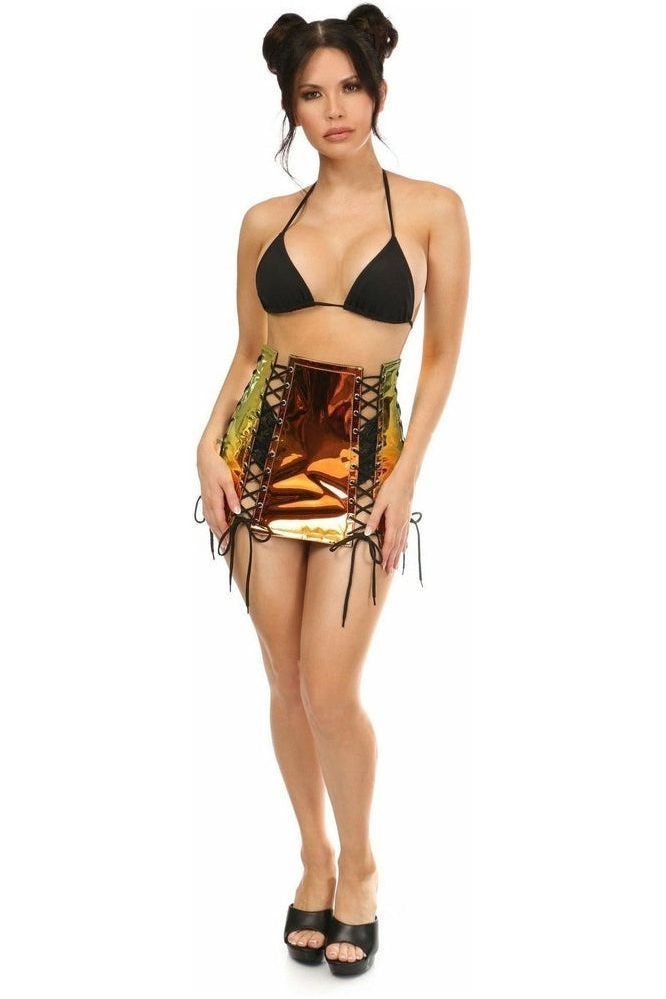 Orange/Gold Sunset Holo Lace-Up Skirt