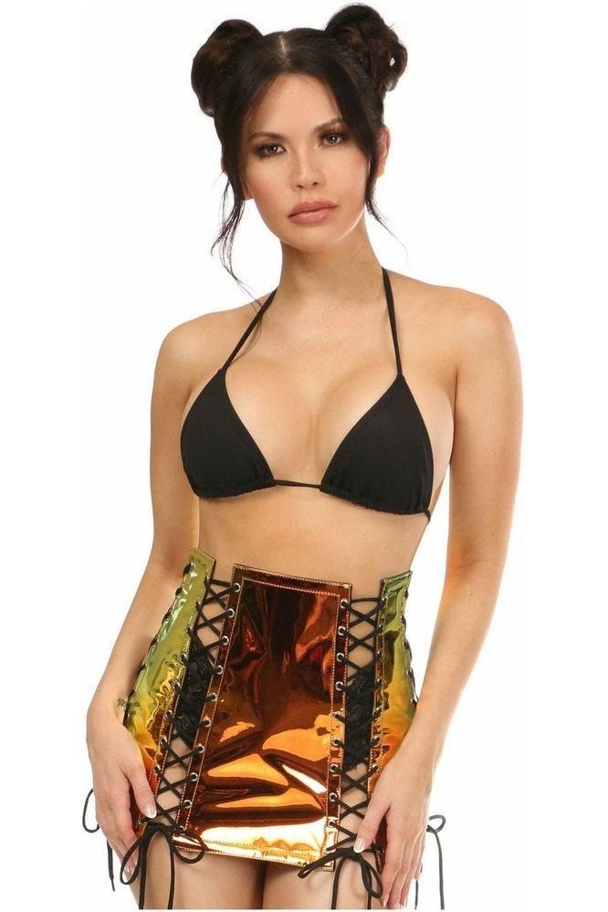 Orange/Gold Sunset Holo Lace-Up Skirt