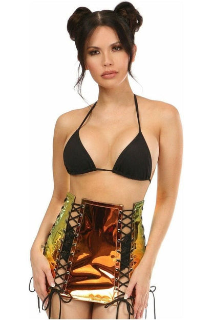 Orange/Gold Sunset Holo Lace-Up Skirt