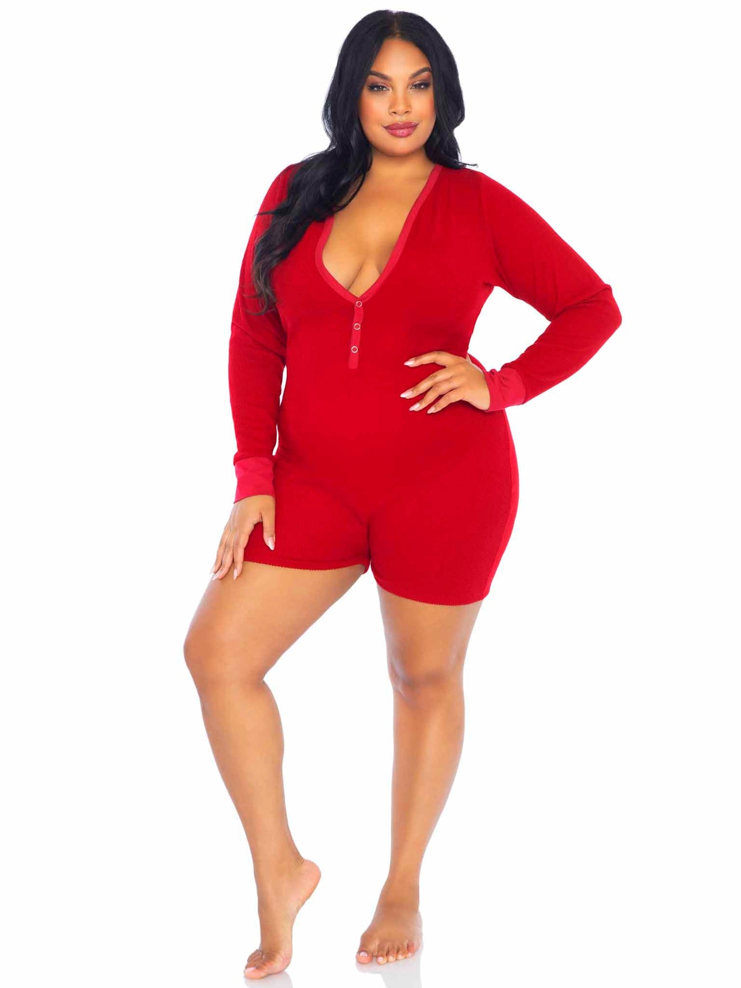 Sweet Dreams Plus Long Johns Romper - Unspoken Fashion