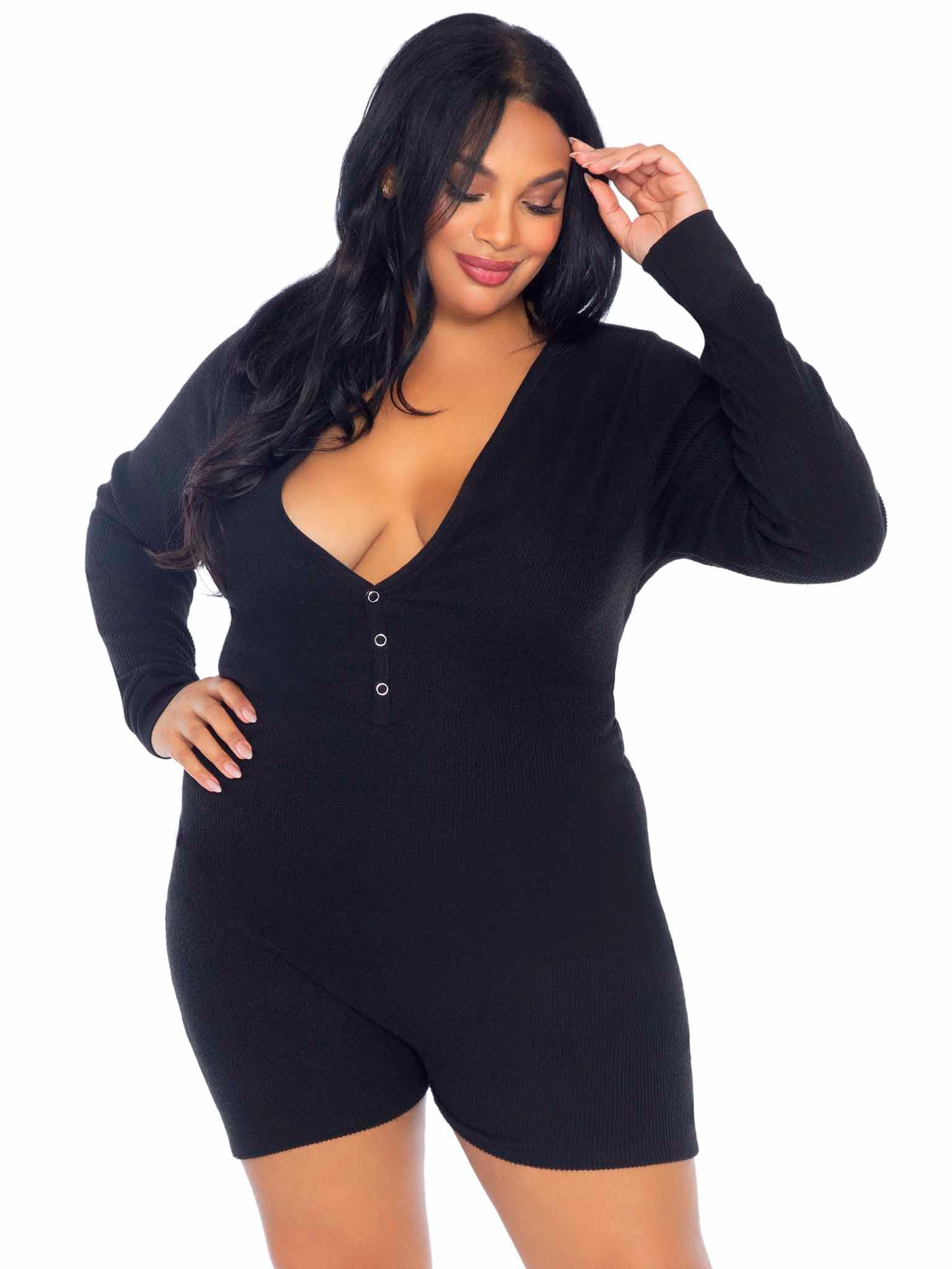 Sweet Dreams Plus Long Johns Romper - Unspoken Fashion